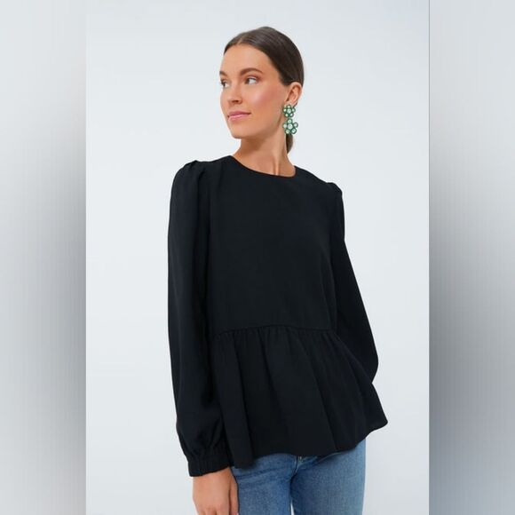 Tuckernuck Pomader Place Carlota Peplum Blouse in Black - Size M - Picture 1 of 10